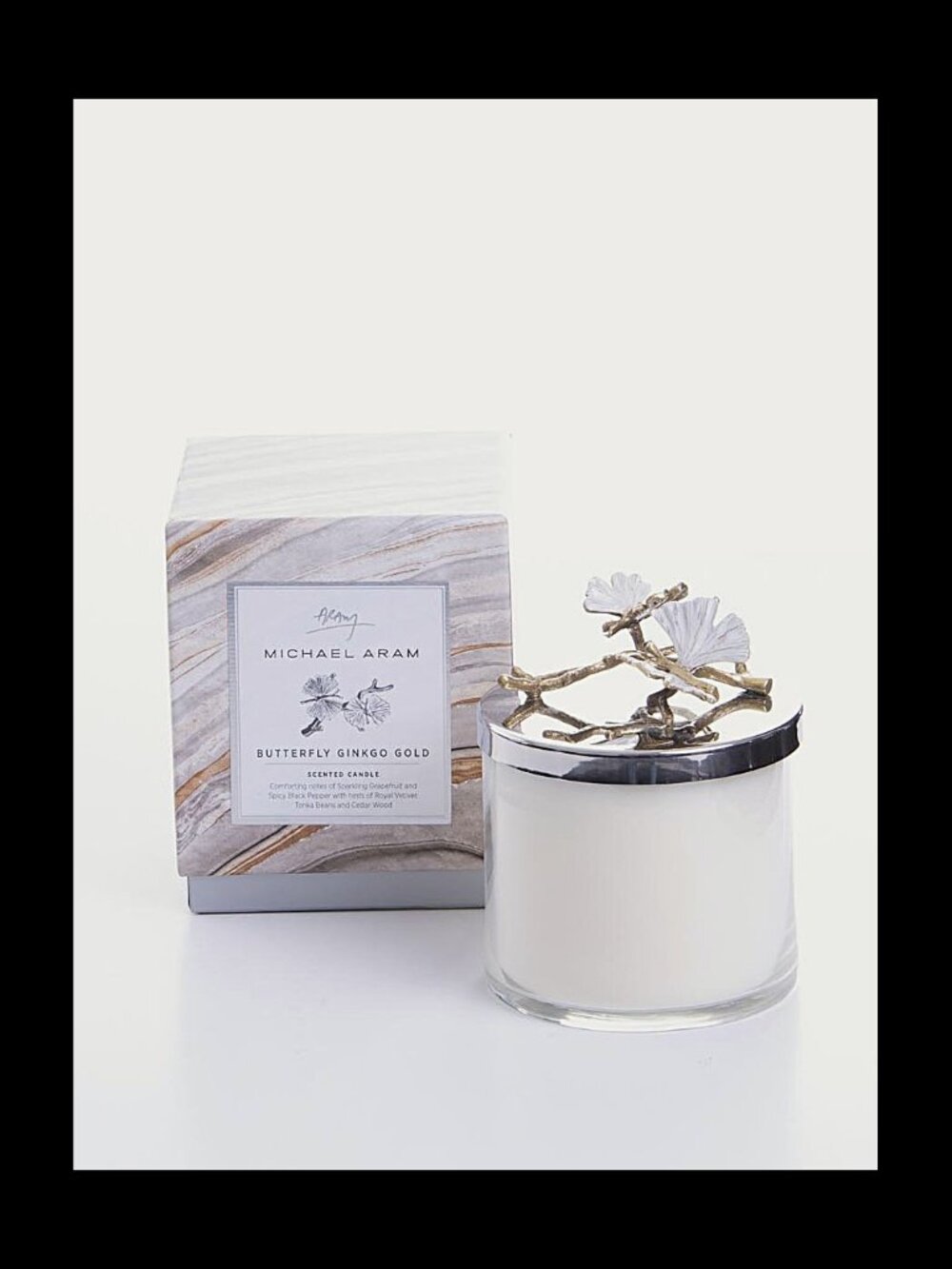 Michael Aram Butterfly Ginkgo Gold Scented Candle w/Lid 8oz (Open Box)